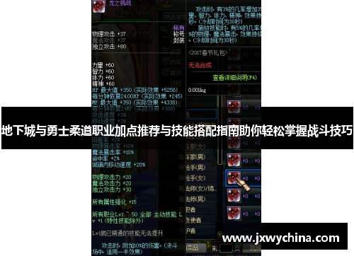 地下城与勇士柔道职业加点推荐与技能搭配指南助你轻松掌握战斗技巧